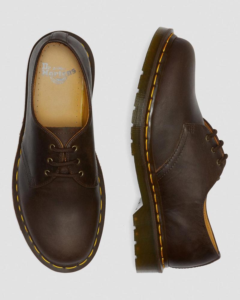 Brown Women's Dr Martens 1461 Crazy Horse Leather Oxfords Shoes | CA 346TCE